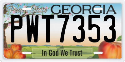 GA license plate PWT7353