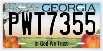 GA license plate PWT7355