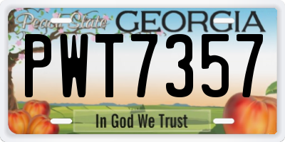 GA license plate PWT7357