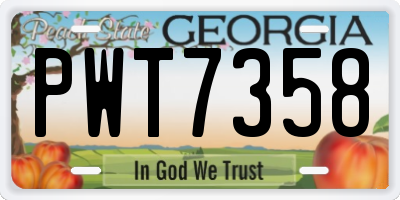 GA license plate PWT7358