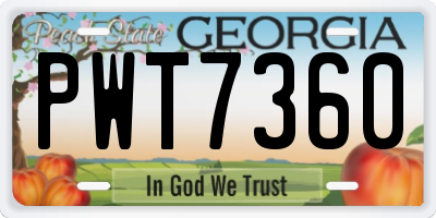 GA license plate PWT7360