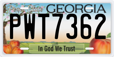GA license plate PWT7362