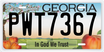 GA license plate PWT7367