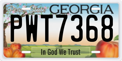 GA license plate PWT7368