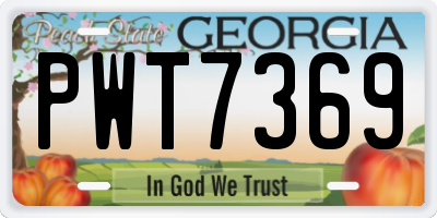 GA license plate PWT7369