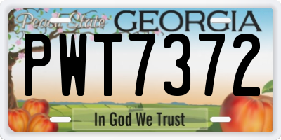 GA license plate PWT7372
