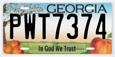GA license plate PWT7374
