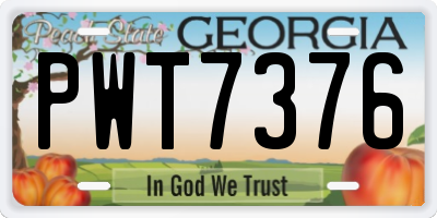 GA license plate PWT7376