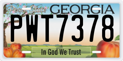 GA license plate PWT7378