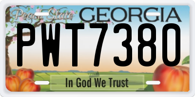 GA license plate PWT7380