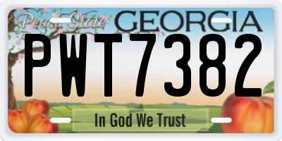 GA license plate PWT7382
