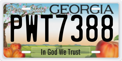 GA license plate PWT7388