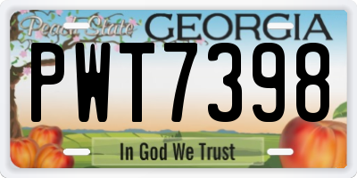 GA license plate PWT7398