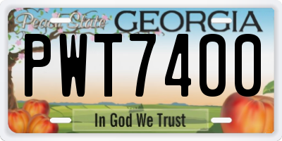 GA license plate PWT7400