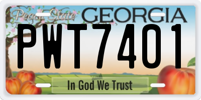GA license plate PWT7401