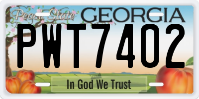 GA license plate PWT7402