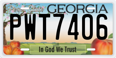 GA license plate PWT7406