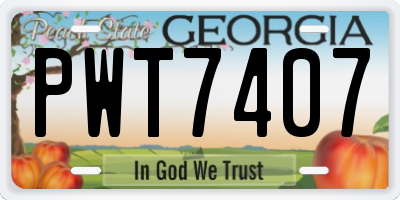 GA license plate PWT7407