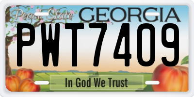 GA license plate PWT7409