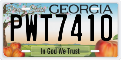 GA license plate PWT7410