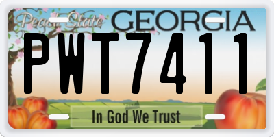 GA license plate PWT7411