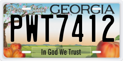 GA license plate PWT7412