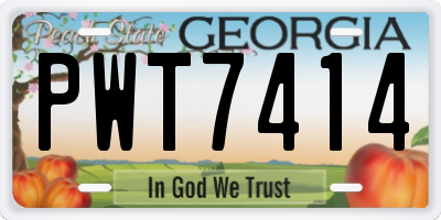 GA license plate PWT7414