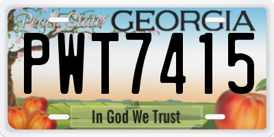 GA license plate PWT7415