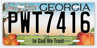 GA license plate PWT7416