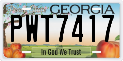GA license plate PWT7417
