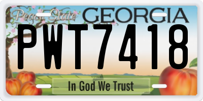 GA license plate PWT7418