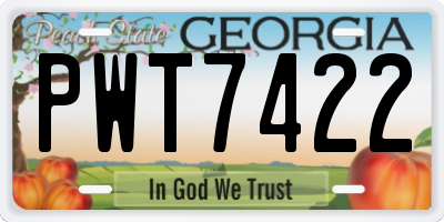 GA license plate PWT7422