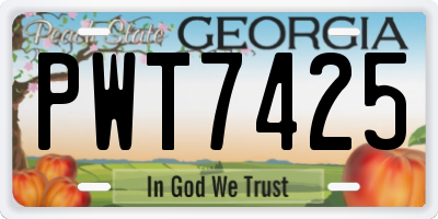 GA license plate PWT7425