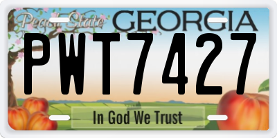 GA license plate PWT7427