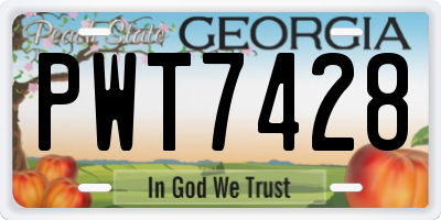 GA license plate PWT7428