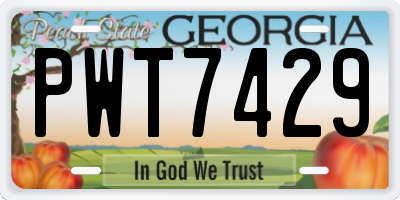 GA license plate PWT7429