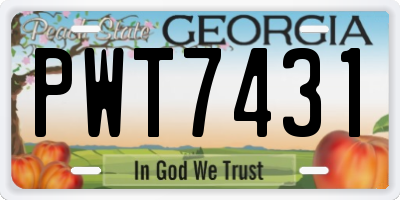 GA license plate PWT7431