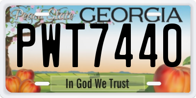 GA license plate PWT7440