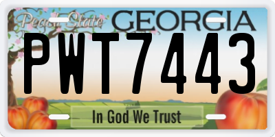GA license plate PWT7443