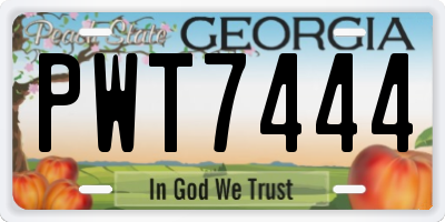 GA license plate PWT7444