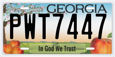 GA license plate PWT7447