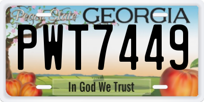 GA license plate PWT7449