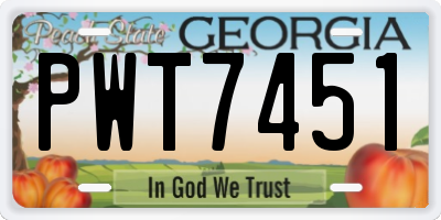 GA license plate PWT7451