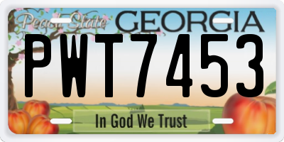 GA license plate PWT7453