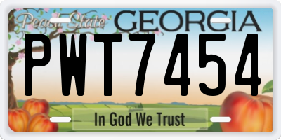 GA license plate PWT7454