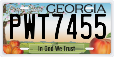 GA license plate PWT7455