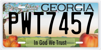GA license plate PWT7457