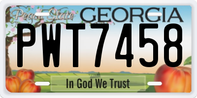 GA license plate PWT7458