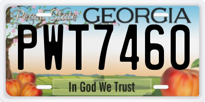 GA license plate PWT7460