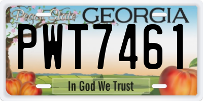 GA license plate PWT7461